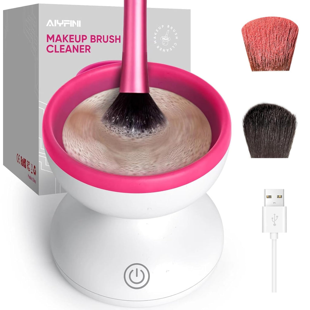 Makeup Brush Cleaner Machine-Professional Electric Make up Brushes Cleaner Cleanser Solution for Kabuki Foundation Liquid Powder Face Makeup Self Tanner Brush,Gifts for Women Stocking Stuffers | Professional Make up Brush Cleaner Cleanser Machine, Silicone Ridges Easily Remove Makeup Residue, Use with Brush Solution